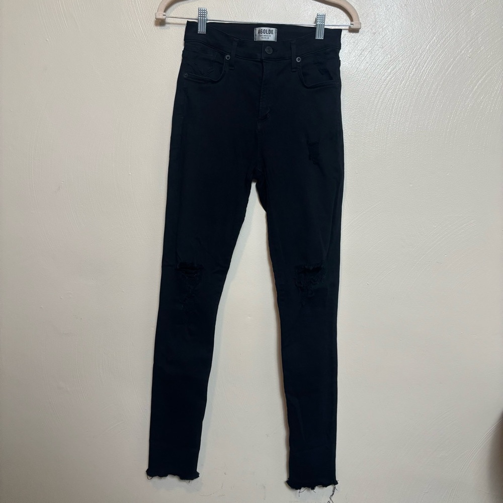 Agolde Women's Jeans Skinny Distressed Stretch Style A003F Black Size 26